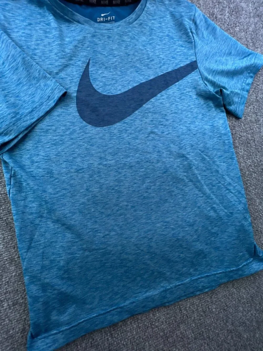 Nike Dri-fit XL 13-15 Blue Heather T Shirt Short Sleeve Polyester Activewear